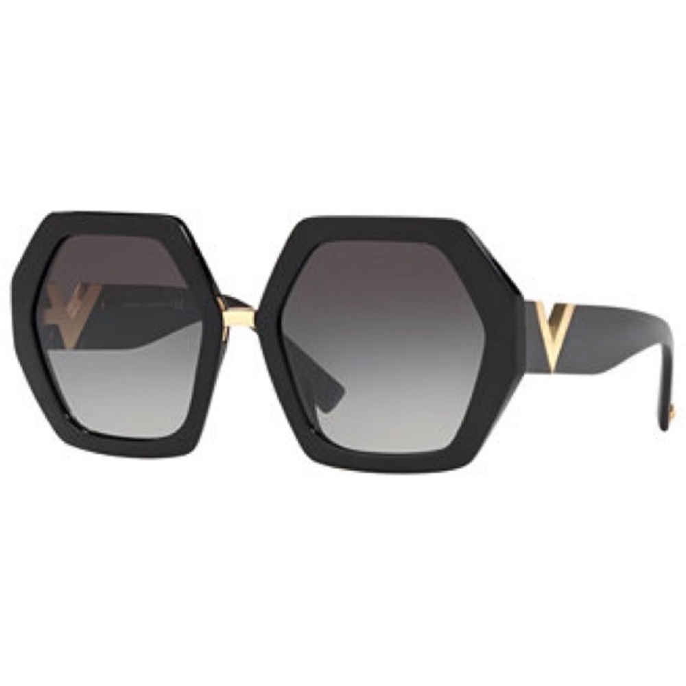 Stylish Black and Gold Sunglasses with Oversized Hexagonal Shape